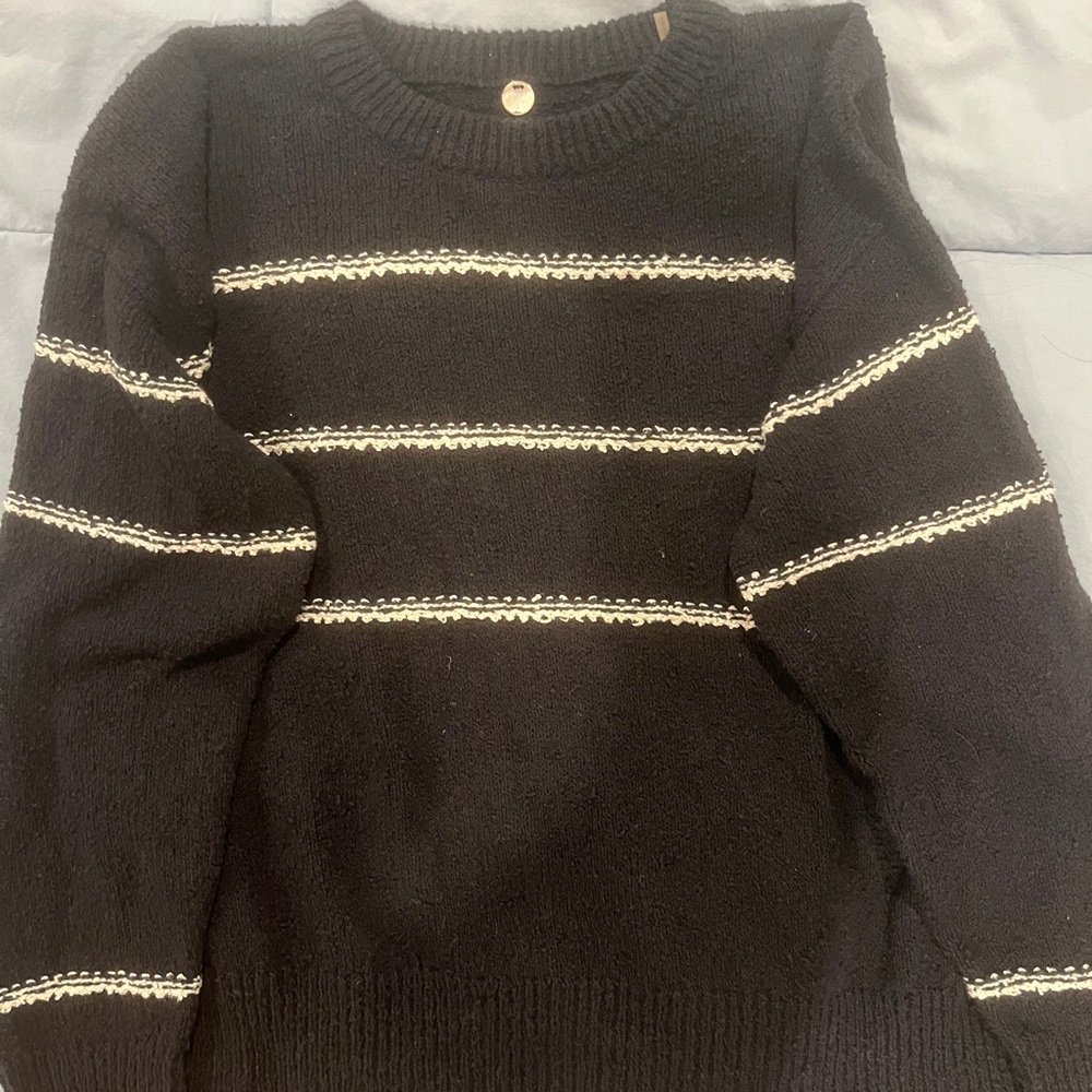 Margaret O’Leary Small Black and White Striped Women's Sweater